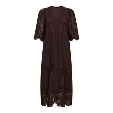 Haute L ' Amité - Curvey Lace Hem Dress - Mocca